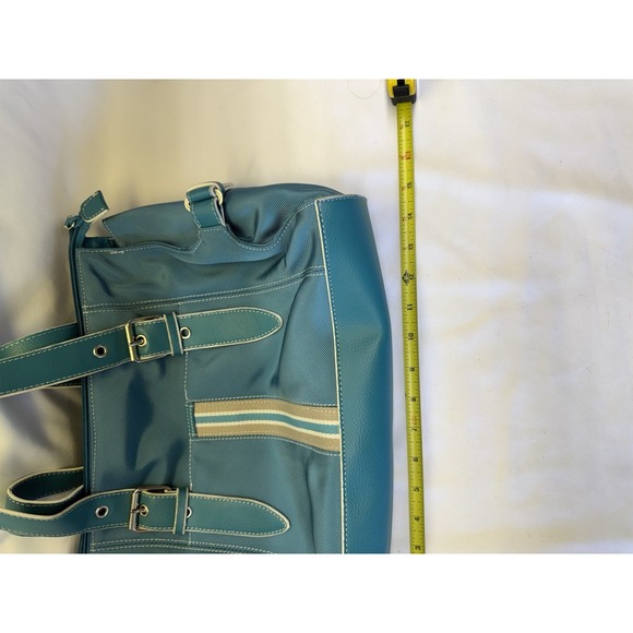 Kenneth Cole Reaction Teal & Stripped Handbag / Shoulder Bag Purse - Picture 9 of 10